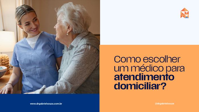 Como escolher um médico para atendimento domiciliar? 1 Idosa sorri enquanto recebe apoio de uma profissional de saúde em atendimento domiciliar, representando cuidado e acolhimento.